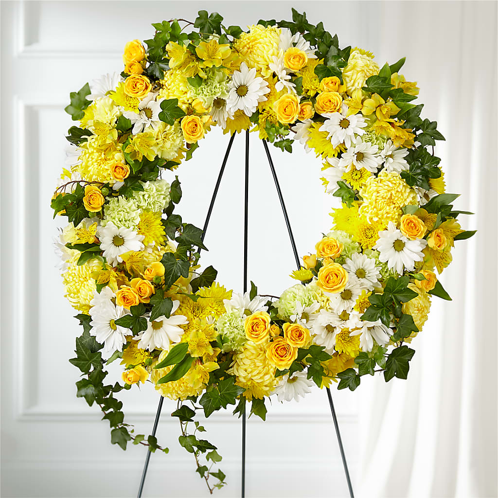 Golden Remembrance Wreath – Chillicothe High Street Flower Shop, Chillicothe OH