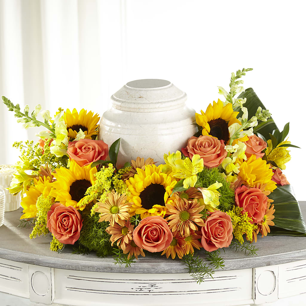 Faithful Sunflower Cremation Adornment – Chillicothe High Street Flower Shop, Chillicothe OH