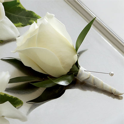 White Rose Boutonniere –  Chillicothe High Street Flower Shop, Chillicothe OH